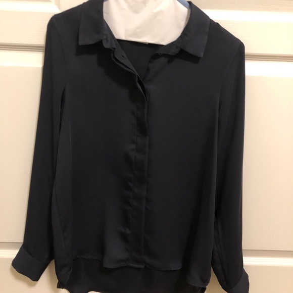H&M Dark Blue Blouse with Hidden Buttons